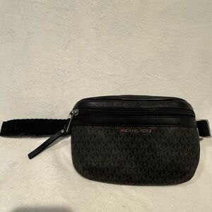 Michael Kors Black Signature Coated Canvas & Leather Fanny Belt Bag